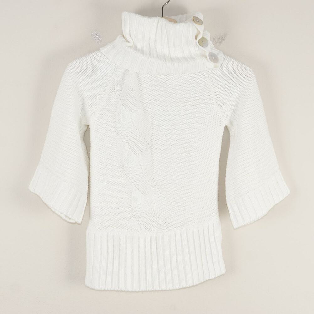 Sundance Soft White Turtleneck Cable Knit Short Sleeve Acrylic Sweater Womens XS